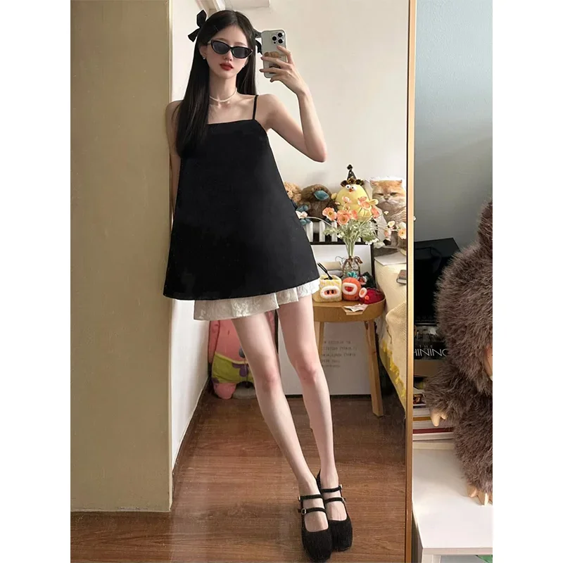 Cami Top Lace - Renk Kontrast Şık Kız 2 adet