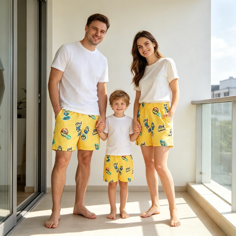 Boyshort Underwear - Erkek Minionlar Baskılı Yüzme Şortları Hızlı